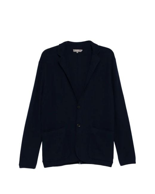 N.Peal Cashmere Blue Notched Collar Long-Sleeve Cardigan for men