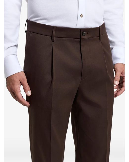 Peserico Brown Pleated Turn-Up Trousers for men