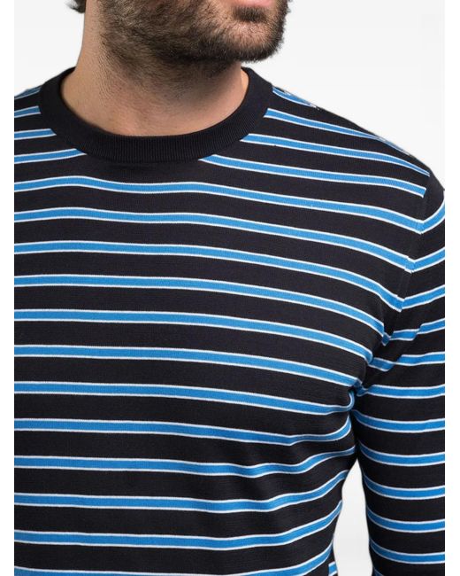 Moorer Blue Orvieto Striped Sweater for men