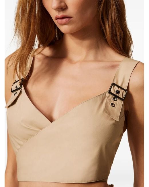 Twinset Natural Buckled Poplin Top