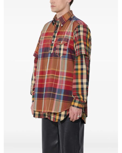 Engineered Garments Red Plaid Pocket Shirt for men