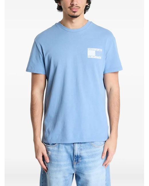 Tommy Hilfiger Blue Paisley-Print Logo T-Shirt for men
