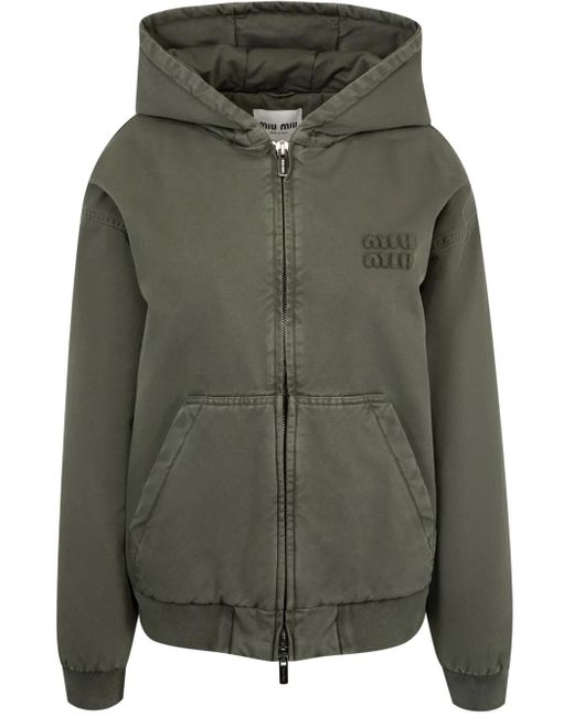 Piumino Con Cappuccio di Miu Miu in Green