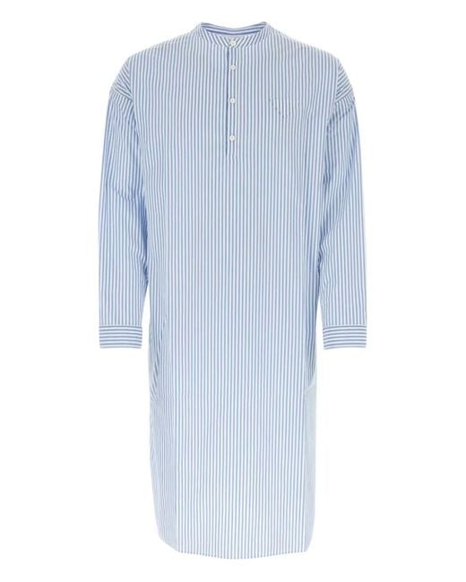 Prada Blue Striped Cotton Shirt for men