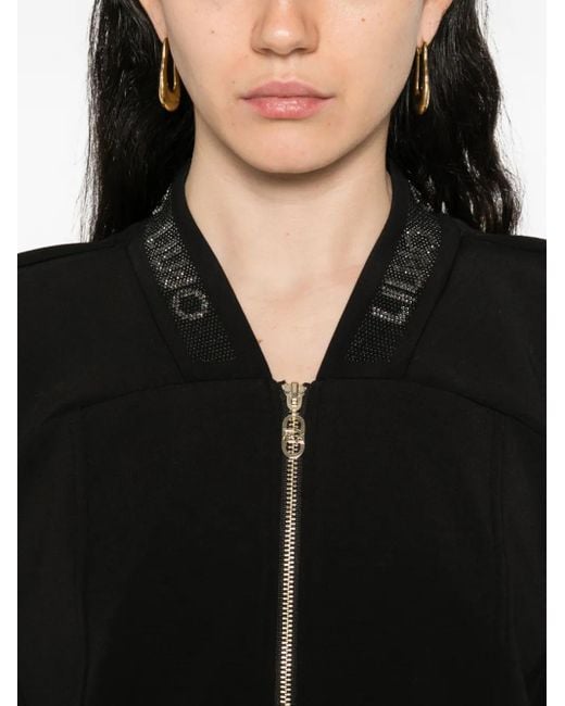 Liu Jo Black Logo-Details Zip-Up Jacket