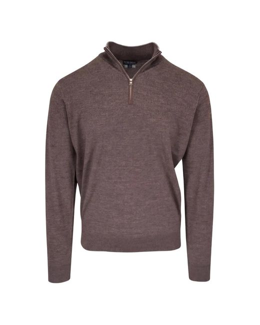 Peter Millar Brown Quarter-Zip Sweater for men