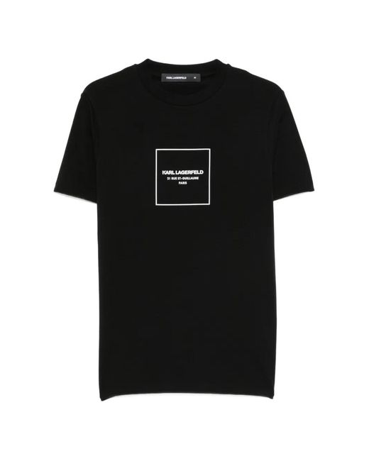 Karl Lagerfeld Black Logo-Print Crew-Neck Cotton T-Shirt for men
