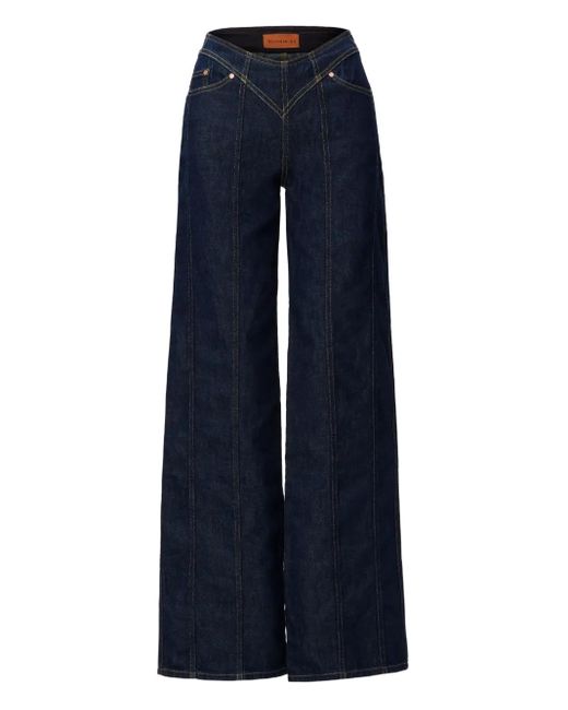 No44 Blue Cotton Wide-Leg Jeans