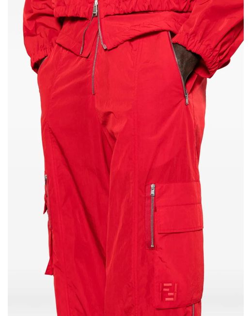 Fendi Red Zip-Pocket Trousers for men