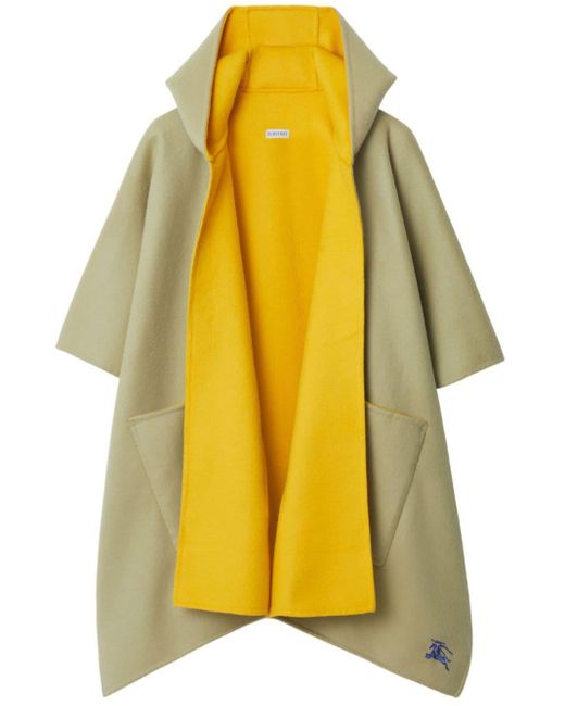 Burberry Yellow Ekd Cashmere Hooded Cape