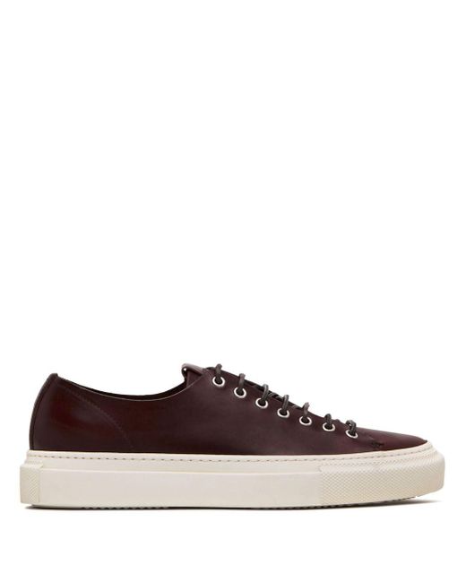 Buttero Brown Lace-fastening Leather Sneakers for men