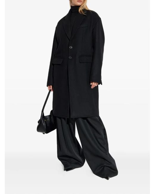 DSquared² Black Buttoned Wool-Blend Coat