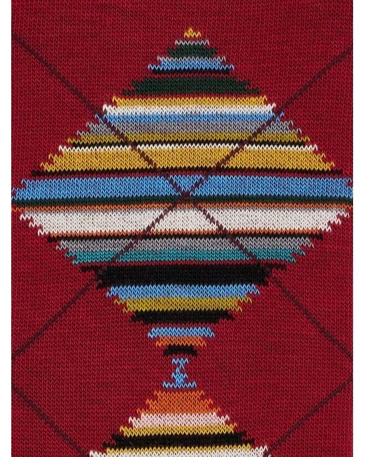 Paul Smith Red Argyle-Pattern Socks for men