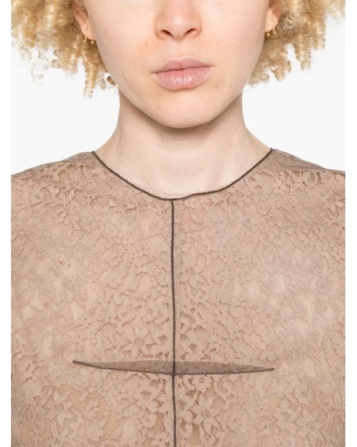 Fendi Natural Crew Neck Printed Top