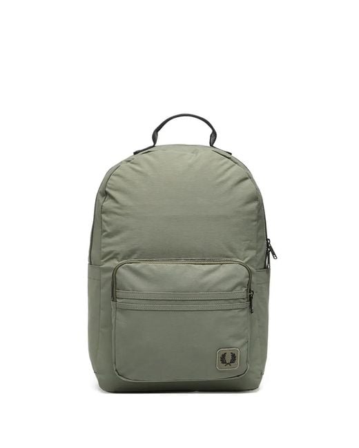 Fred Perry Green Logo-Patch Backpack