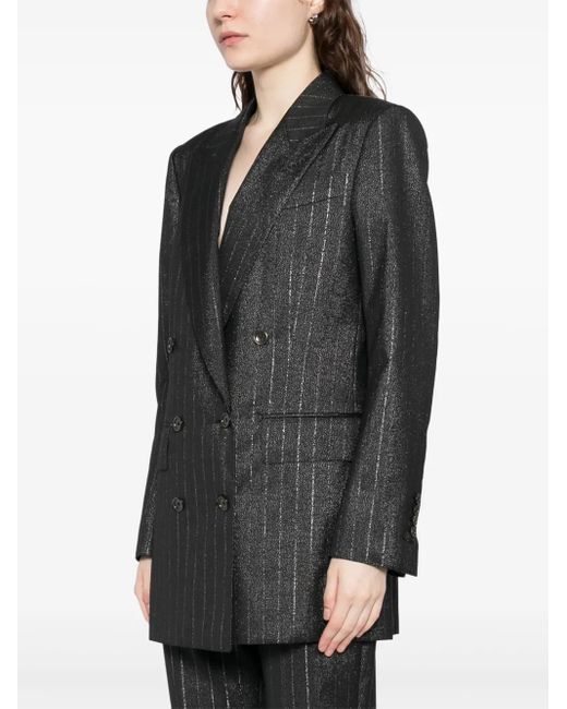 Tom Ford Black Peak-Lapels Double-Breasted Blazer