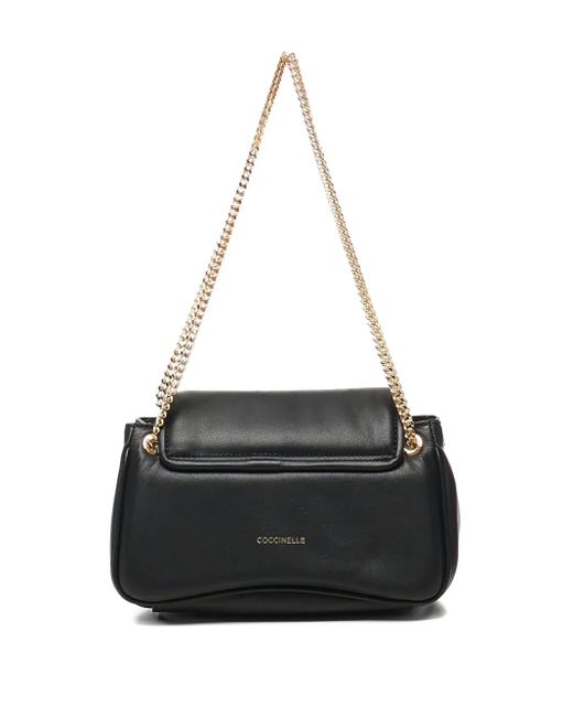 Coccinelle Black Logo-Plaque Chain Shoulder Bag