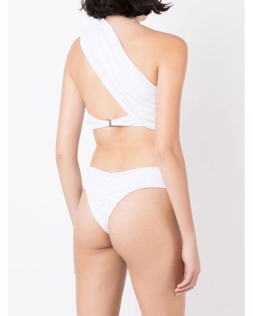 Amir Slama White Fine-Ribbed One-Shoulder Bikini