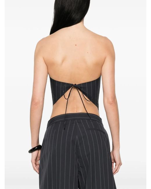St. Agni Black Strapless Striped Top