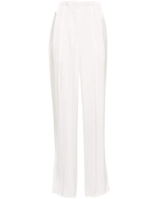 Genny White Pleated Palazzo Pants