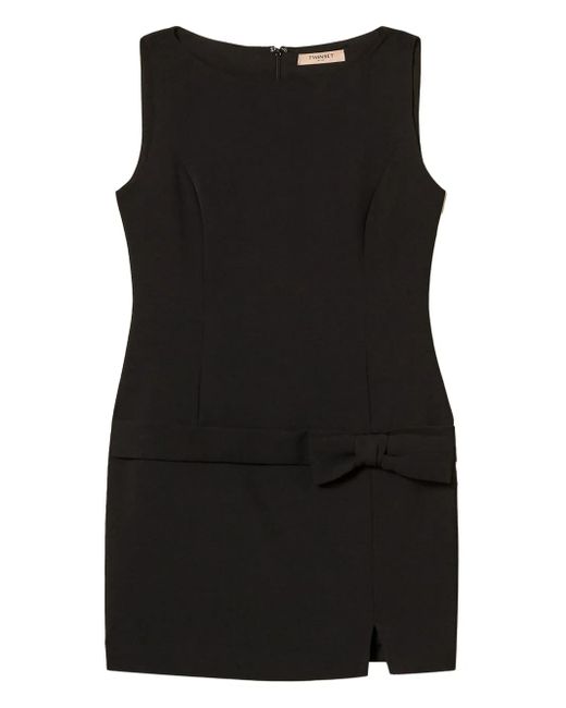 Twinset Black Bow-Detail Sleeveless Mini Dress