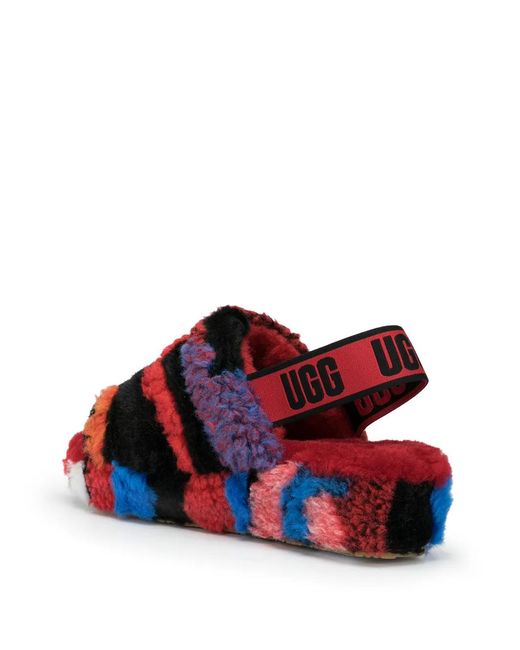 Ugg Red Fluff Yeah Slides