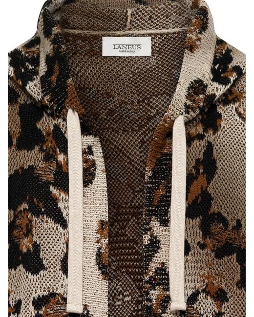 Laneus Multicolor Cardigan Imprimé À Capuche for men