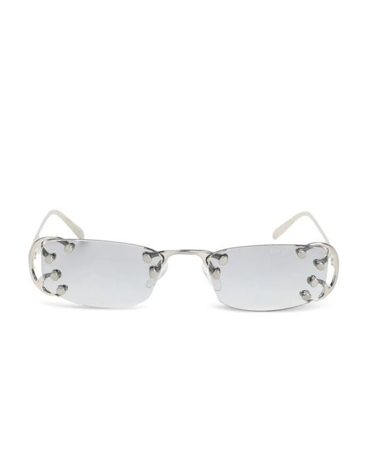 Prada Metallic Rectangle-Frame Sunglasses
