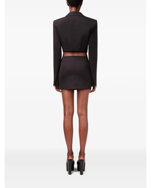 Area Black Cropped Embellished Wool-Twill Jacket