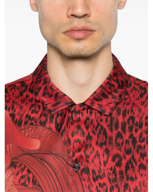 Just Cavalli Red Printed Shirt for men