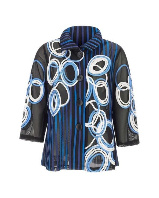Joseph Ribkoff Blue Embroidered Sheer Blazer