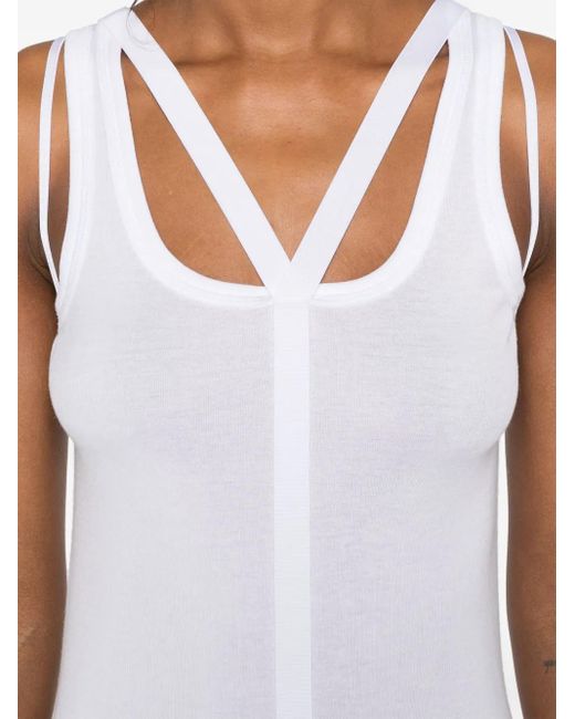 Helmut Lang White Strap Racer Tank Top