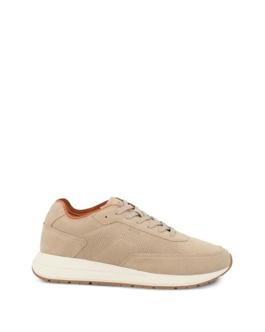 Boss Natural Perforated Suede Sneakers for men