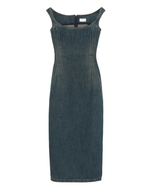 Magda Butrym Square-Neck Denim Dress in Blue | Lyst Magda Butrym Square-Neck Denim Dress in Blue | Lyst