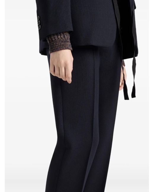 Prada Blue Rush-Stitch Wool Trousers