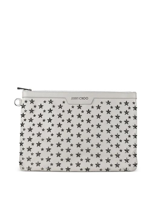 Jimmy Choo Gray Derek Star-Embossed Clutch