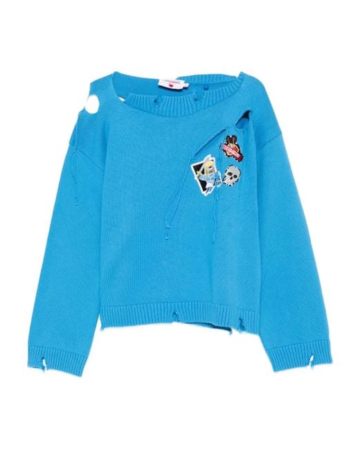 Maglione Con Effetto Vissuto di Charles Jeffrey in Blue