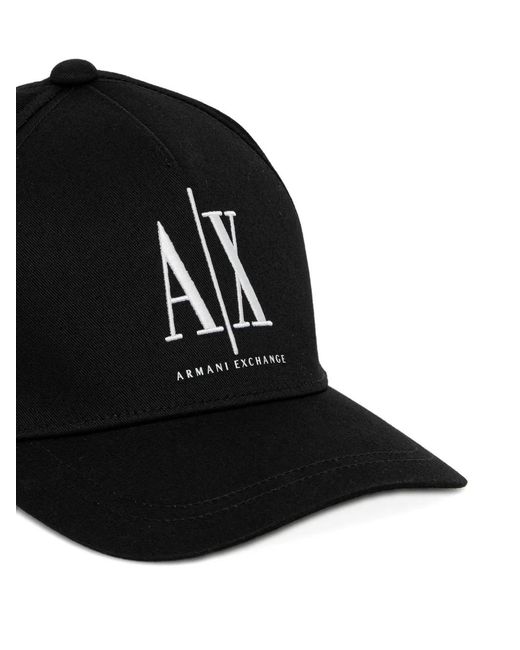 ARMANI EXCHANGE Black Logo-Embroidered Baseball Cap