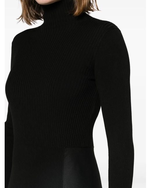 Joseph Black Mixed Media Duperre Midi Dress