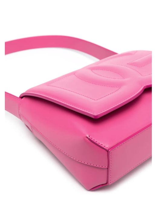 Dolce & Gabbana Pink Dg Logo Leather Shoulder Bag