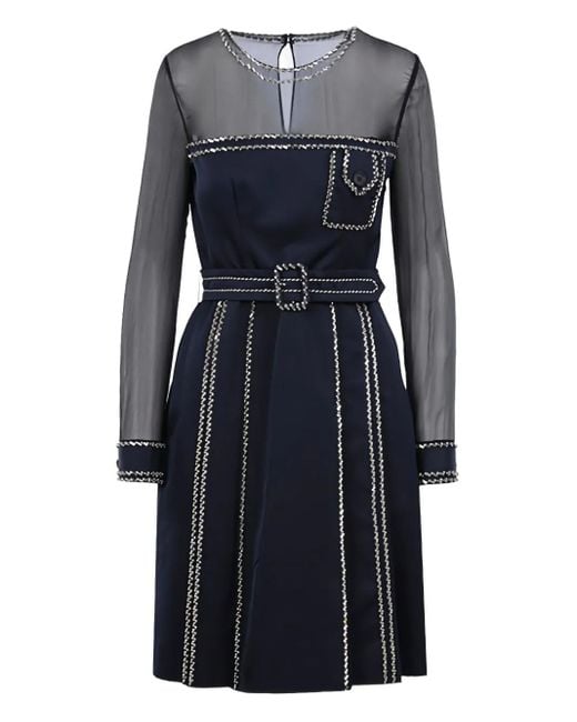 Prada Blue Minikleid aus Chiffon mit Kristallen