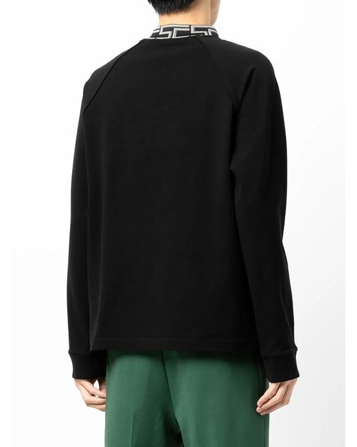Shiatzy Chen Black Embroidered Mock-Neck Sweatshirt for men