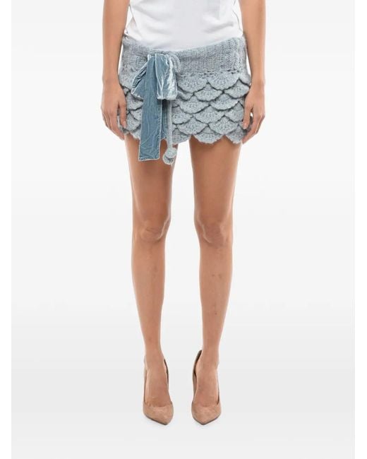 Matimì Blue Tiered Tie-Detail Mini Skirt