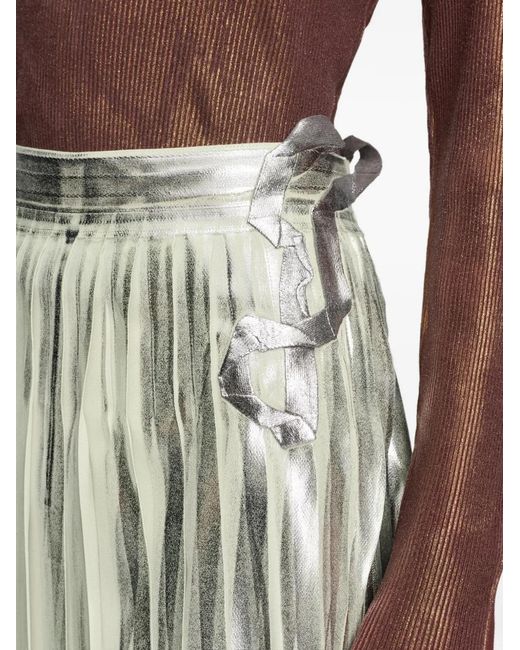 Maison Margiela Metallic Foil-Finish Pleated Skirt