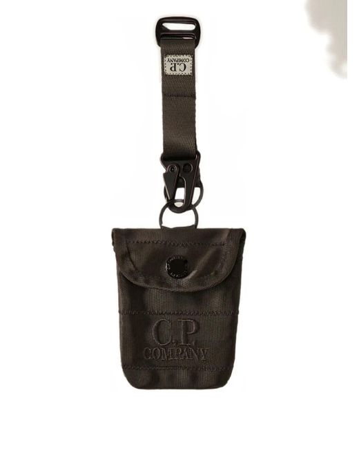 C P Company Black Button-Fastening Keyring for men