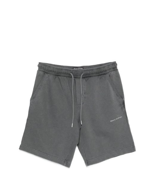Marc O' Polo Gray Logo-Print Drawstring Shorts for men