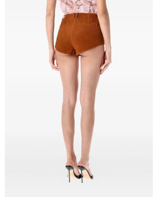 Self-Portrait Brown Suede Mini Shorts