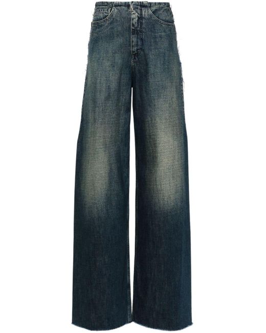 Jeans azules con bordes deshilachados y pierna ancha MM6 by Maison Martin Margiela de color Blue