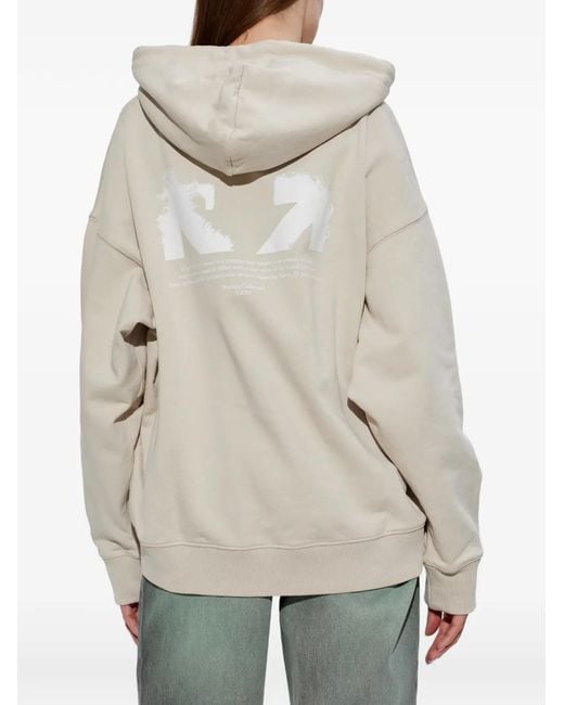 Off-White c/o Virgil Abloh White Logo-Print Drawstring Hoodie