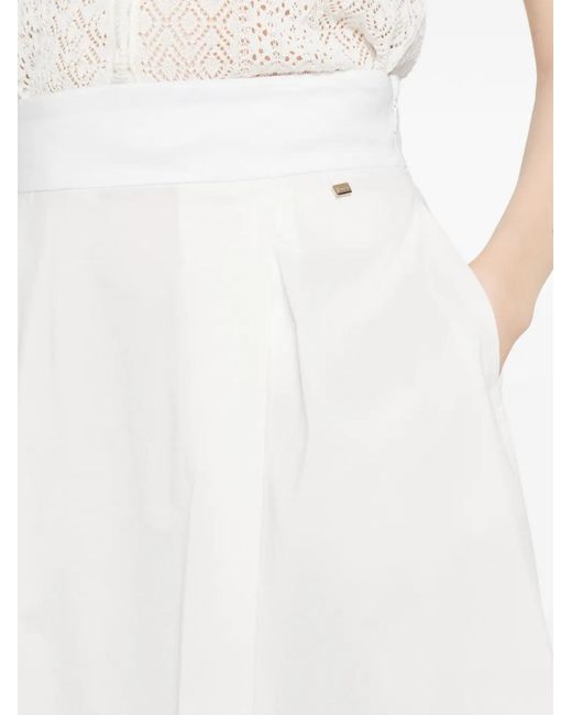 Herno White Pleated Midi Skirt